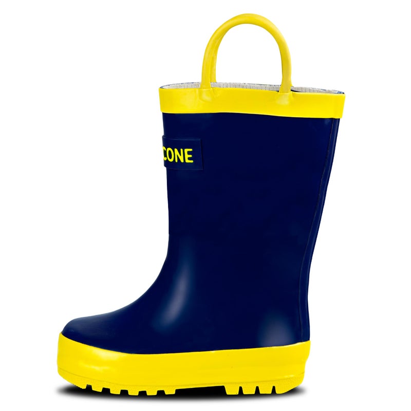 LONECONE Rain Boots with Easy-On Handles in Solid Colors for Boys and Girls, Play-Proof Flexible Rubber, Durable Non-Slip Treads, Kid-Friendly for Hours of Joy - Navy Blue, 7 Toddler - Image 1